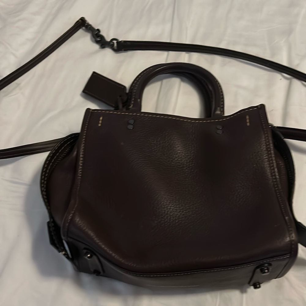 Coach brown leather with red interior crossbody bag.  Barely used